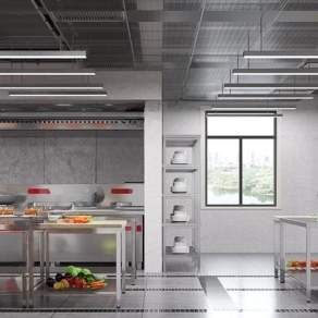 现代食堂后厨3D模型下载